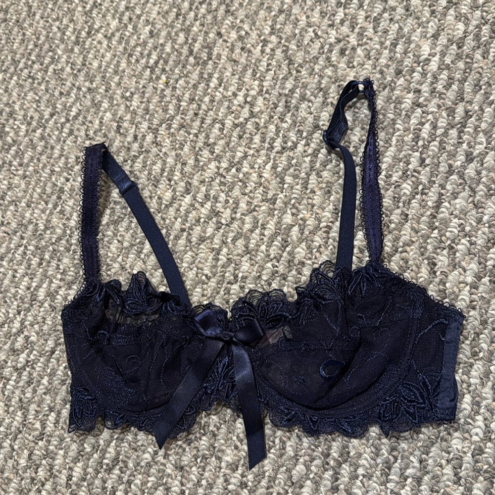 Navy blue lace bra